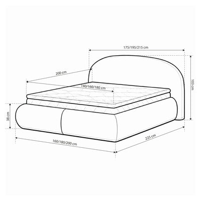 Polsterbett 140/160/180x200 mit Bettkasten im modernen Stil | Glori