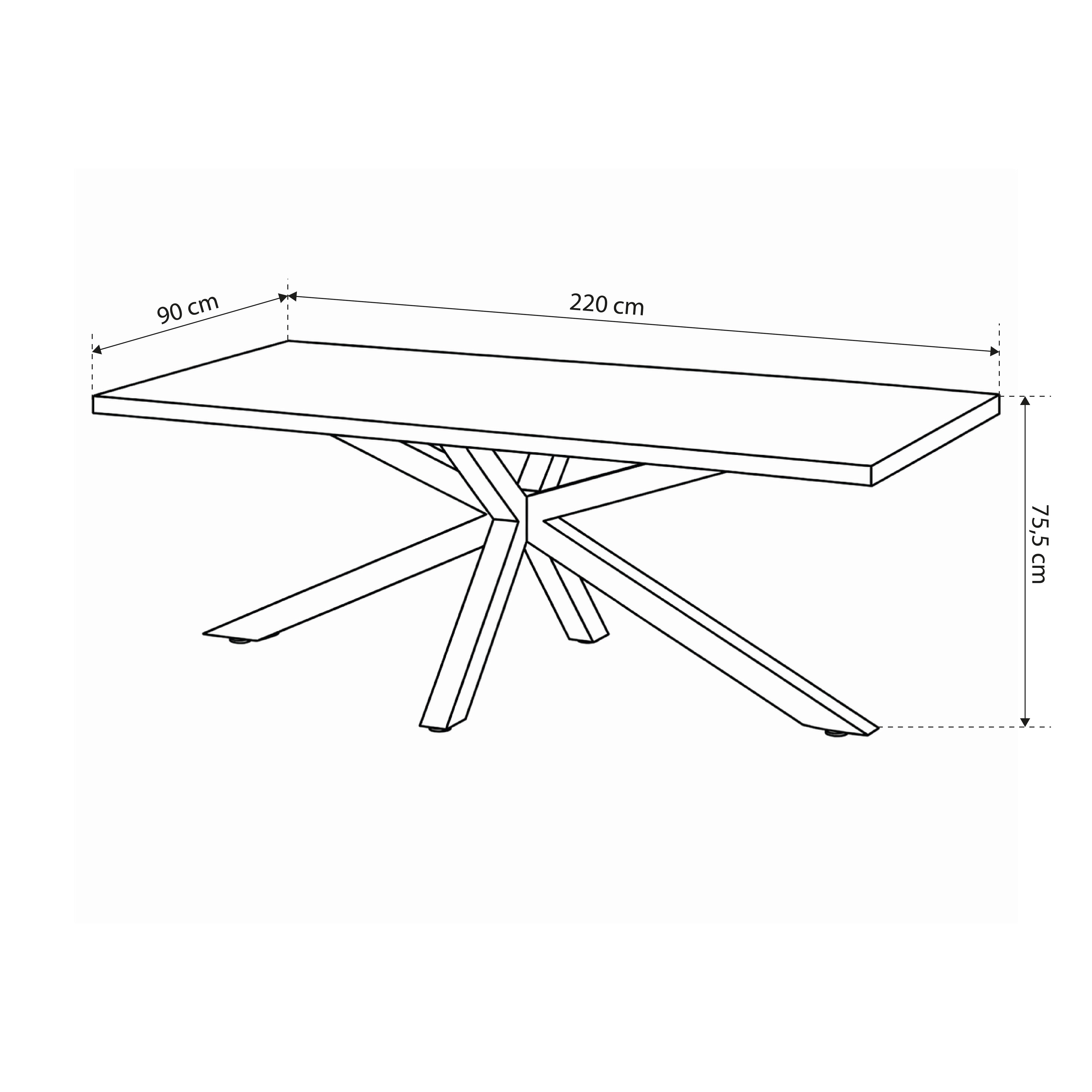 Esstisch 220x76 cm im Industrial-Stil | Oryss Oak