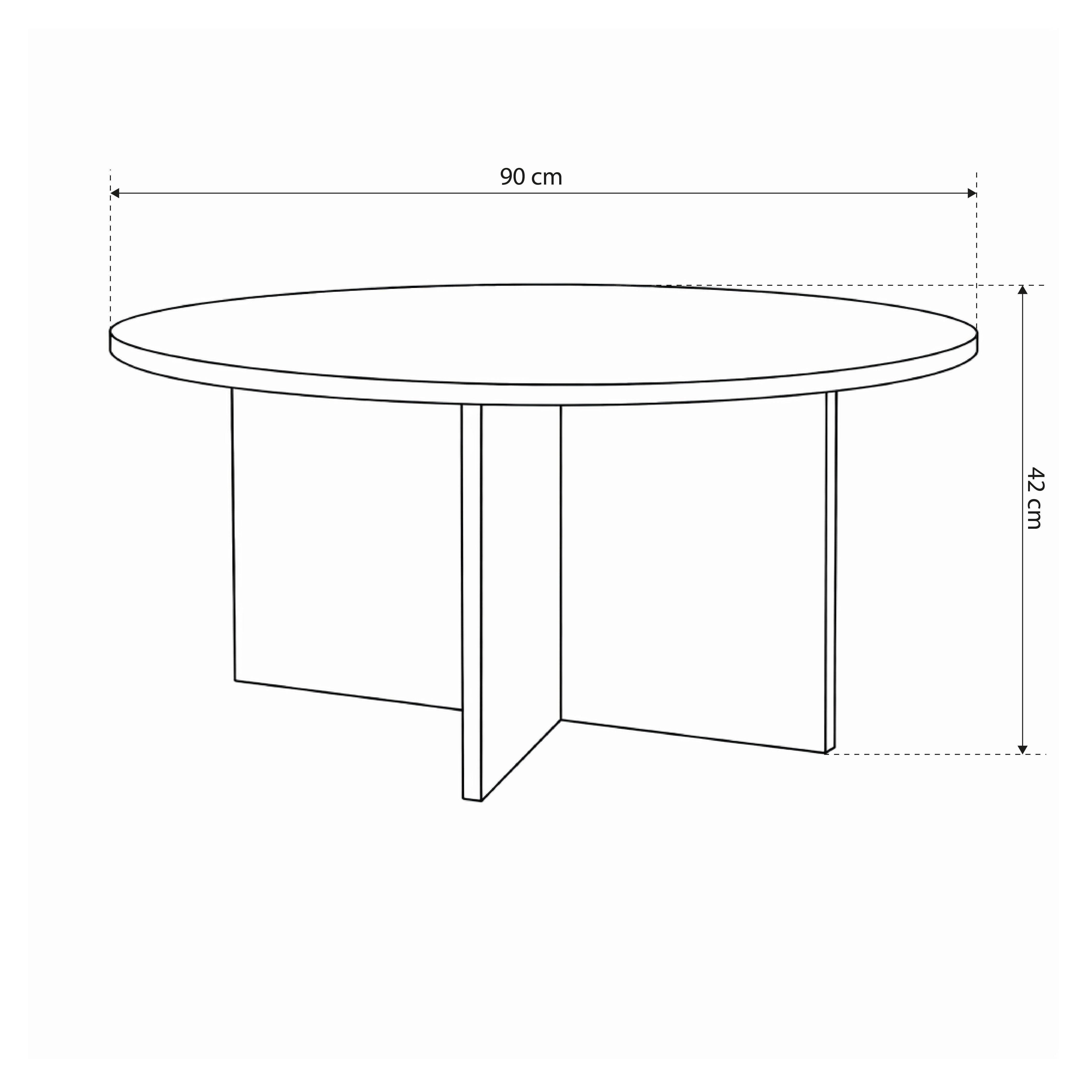 Runder Couchtisch mit einem Durchmesser von 90 cm im eleganten Stil | Plaris