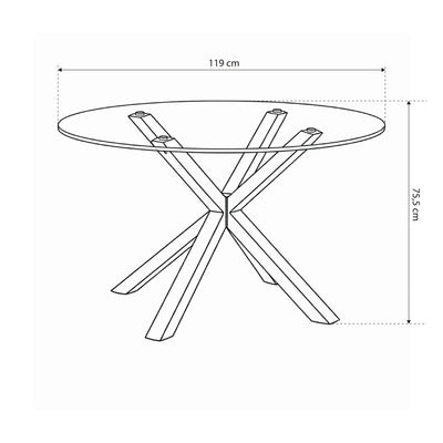Runder Glastisch 119x76 cm im modernen Stil | Stela