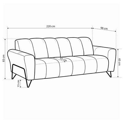 3-Sitzer-Sofa fürs Wohnzimmer im Soft-Stil, Storm Stoff | Nellia