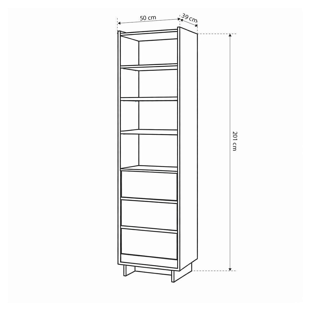 Hohes Regal 50x201 im Japandi-Stil | Kiyro