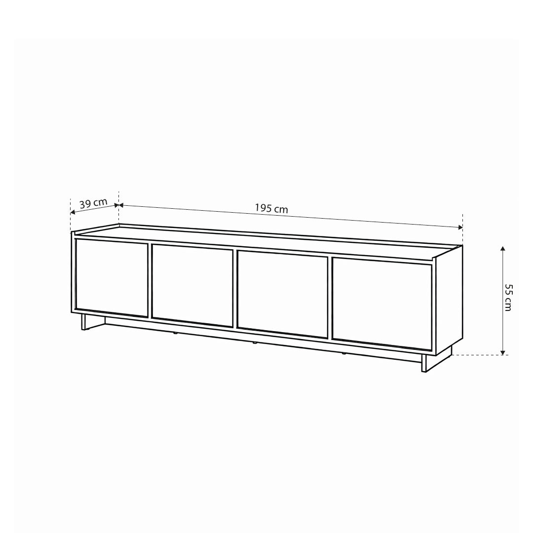 TV-Schrank mit geschlossenen Fächern 147x55 im Japandi-Stil | Kiyro