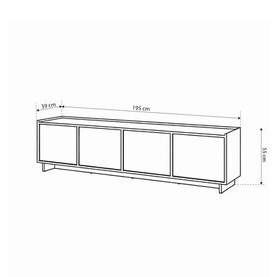 TV-Schrank mit geschlossenen Fächern 147x55 im Japandi-Stil | Kiyro
