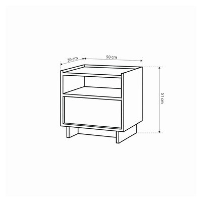 Nachttisch mit Schublade 50x51 cm im Japandi-Stil | Kiyro
