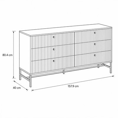 Kommode 158x81 mit Lamellenfront im modernen Stil | Bambouz