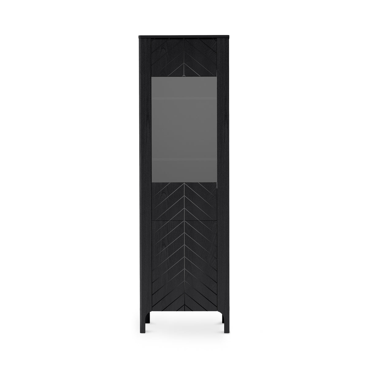 Hohe Vitrine EKLIPSO 60x197 mit Glaseinsatz im modernen Stil – Farbe Schwarz | Pillovely