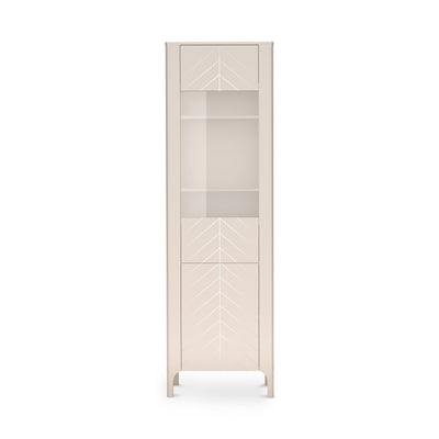Hohe Vitrine EKLIPSO 60x197 mit Glaseinsatz im modernen Stil, Farbe Kaschmir – Vorderansicht | Pillovely