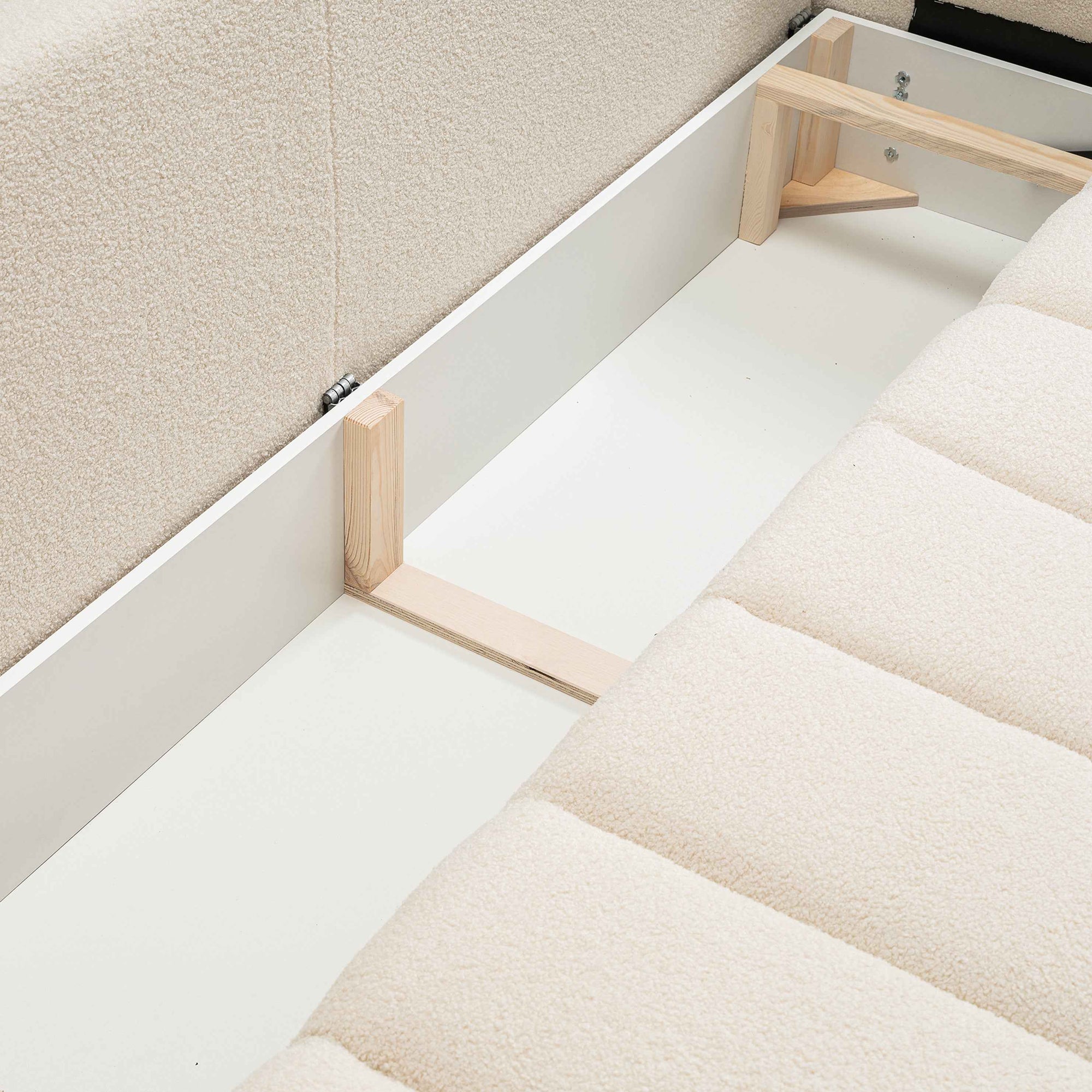 Sofa 3-osobowa z funkcją spania 144x200 w stylu skandynawskim – zaoblona forma, pojemnik, system DL | BALOA