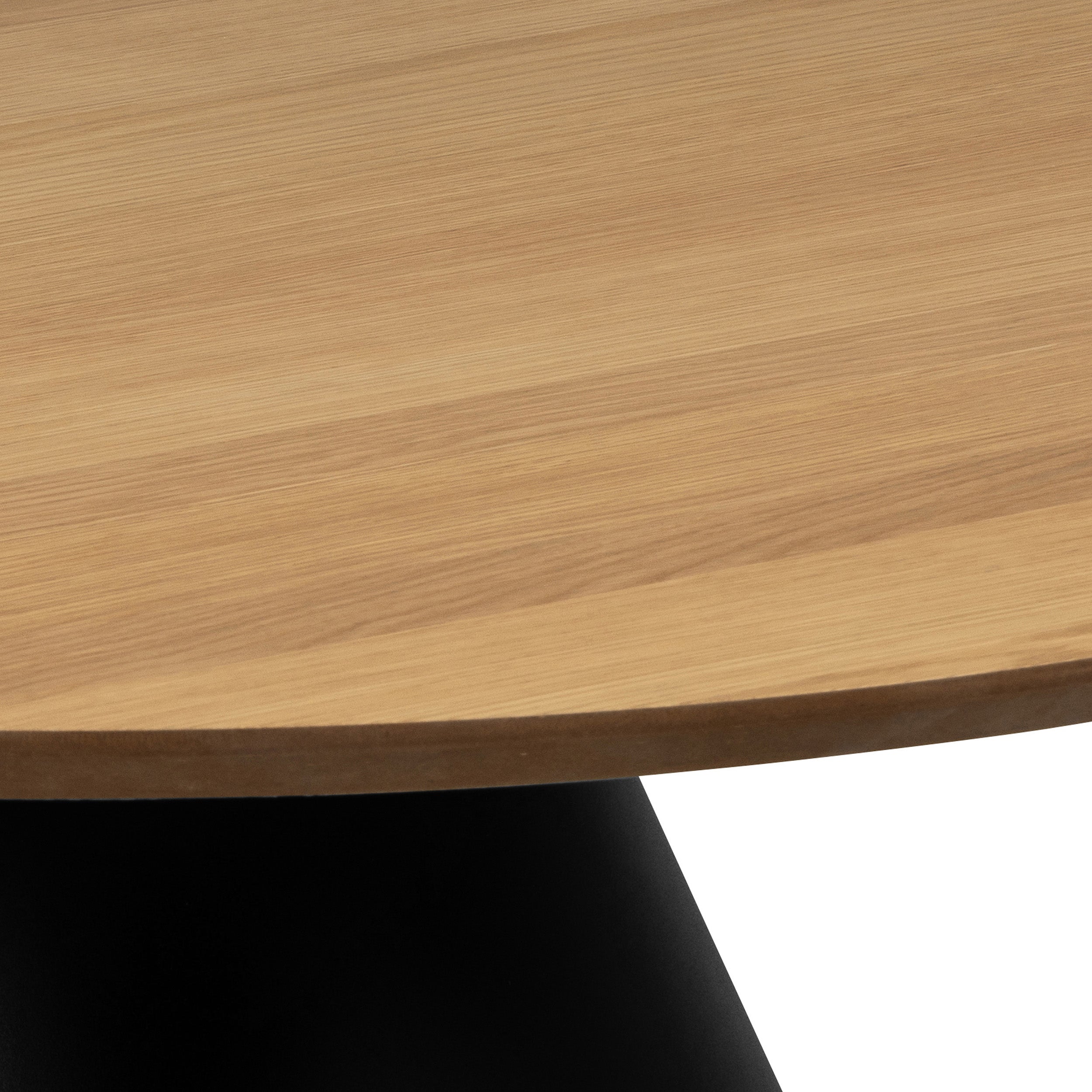 Okrągły stolik kawowy o średnicy 85 cm w stylu soft loft – kolumnowa podstawa, fornir dębowy | Talin