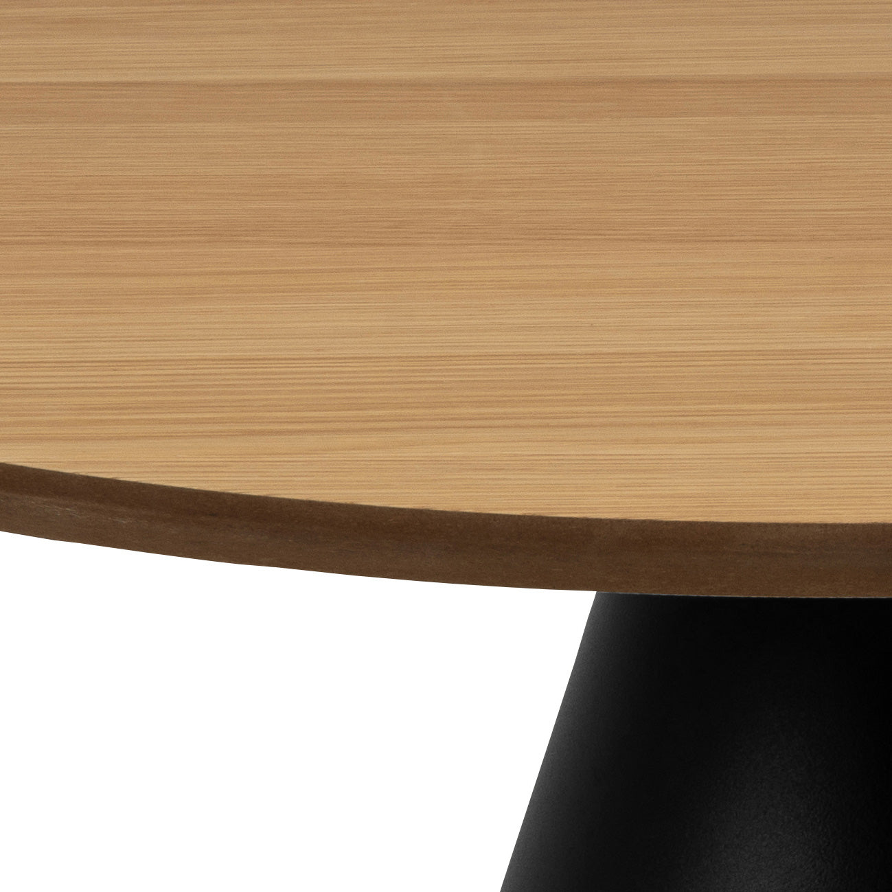Okrągły stolik kawowy o średnicy 65 cm w stylu soft loft – zaokrąglone krawędzie, fornir dębowy, kolumnowa podstawa | Talin