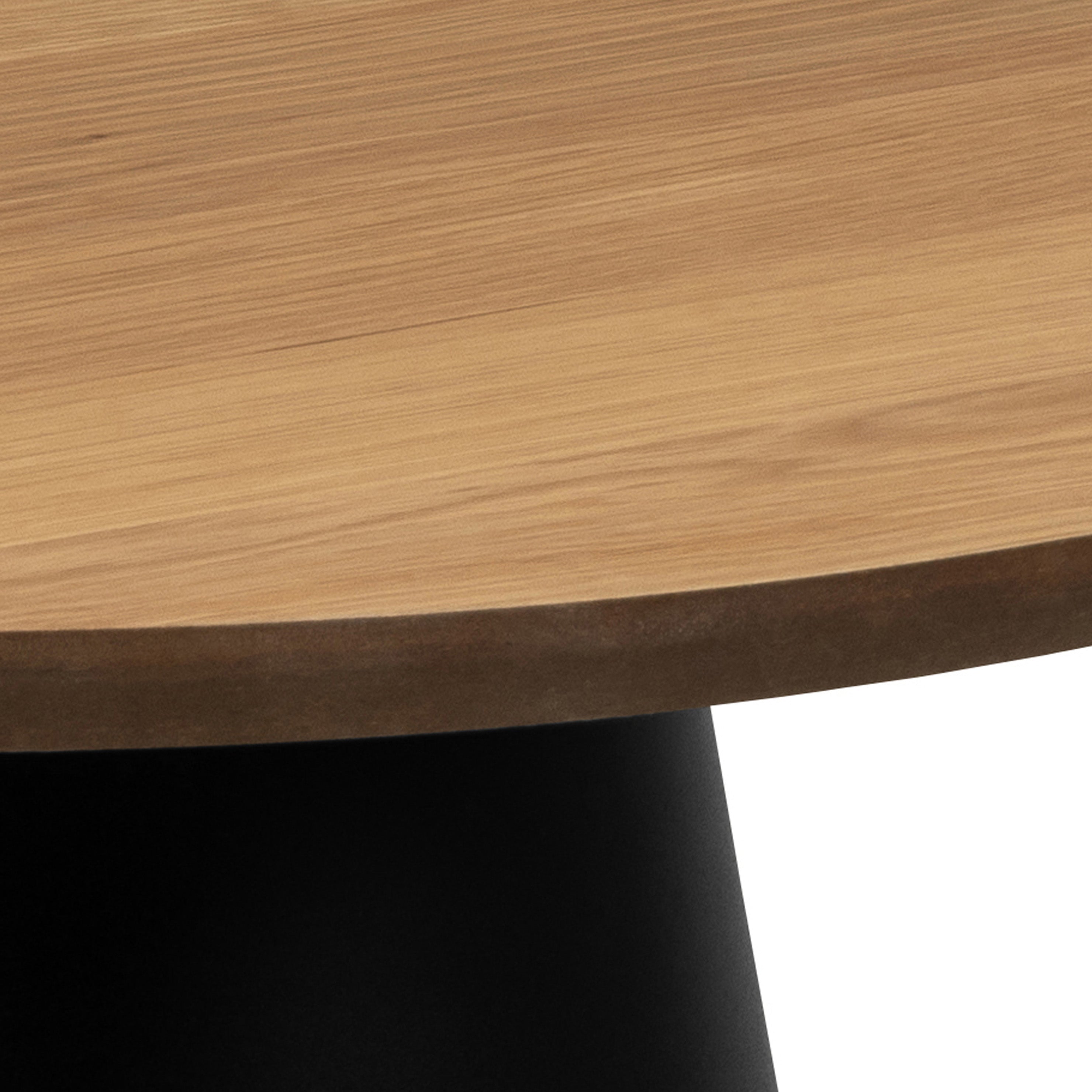 Okrągły stolik kawowy o średnicy 45 cm w stylu soft loft – kompaktowy rozmiar, naturalny rysunek drewna | Talin