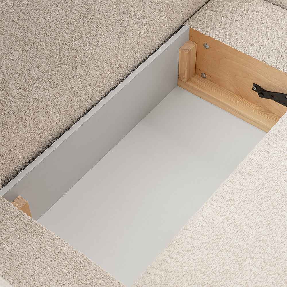 Narożnik 4-osobowy z funkcją spania w stylu minimalistycznym – Tkanina Abriamo, automat DL, tapicerowane plecy | OLEMO