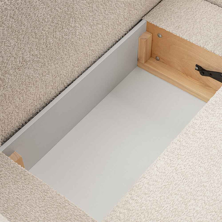 Narożnik 4-osobowy z funkcją spania w stylu minimalistycznym – Tkanina Abriamo, automat DL, tapicerowane plecy | OLEMO